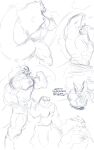 2021 abs anthro arm_hair biceps body_hair chest_hair deltoids dragon english_text facial_hair forearm_muscles hair hi_res horn long_hair male muscular muscular_anthro muscular_male pecs sketch snort source_request tail text triceps unavailable_at_source zephyrchill