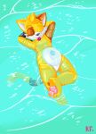 absurd_res chill domestic_cat felid feline felis floating hi_res katxfish katxlogan male mammal paws pool_toy relaxing solo squeaking squeaky_toy tongue tongue_out water