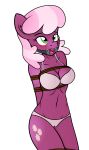 absurd_res anthro bdsm blush bodily_fluids bondage bound bra breasts camel_toe cheerilee_(mlp) clothing cutie_mark digiqrow drooling earth_pony equid equine female friendship_is_magic gag hasbro hi_res horse mammal my_little_pony panties pony restraints ring_gag rope rope_bondage saliva solo underwear