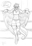 anthro boxing boxing_gloves boxing_shorts clothing dialogue equid equine female fighting_ring friendship_is_magic handwear hasbro hi_res mammal my_little_pony natt333 pegasus rainbow_dash_(mlp) solo sport unfinished wings