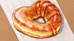  absurdres doughnut food food_focus heart highres indoors kaneko_ryou napkin no_humans original still_life syrup table 