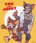  2boys alternate_facial_hair animal_ears animal_shoes cat_boy cat_ears cat_tail chest_hair_peek clenched_hands facial_hair fleeing goatee_stubble highres humanization jerry_(tom_and_jerry) ka_ji leaning_forward long_sideburns looking_at_another male_focus mouse_boy mousetrap multiple_boys outstretched_arms pout short_hair shorts sideburns sideways_mouth sparse_chest_hair sparse_leg_hair spread_arms standing stubble tail tearing_up thick_eyebrows tom_(tom_and_jerry) tom_and_jerry unkempt whiskers 