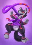 absurd_res animate_inanimate anthro button_eyes canid canine canis corrupt_fluffshie digital_media_(artwork) grey_body hi_res latex living_plushie long_tongue male mammal nordic_runes open_mouth plushie purple_background purple_tentacles purple_tongue simple_background smile sockodrawing solo tail teeth tentacles tongue tongue_out wolf zipper zipper_mouth