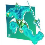 2024 abs balls big_muscles blue_balls blue_body blue_glans blue_penis egg_concept epic_games fortnite front_view genitals glans goo_creature goo_humanoid hi_res huge_muscles humanoid humanoid_genitalia humanoid_penis male melee_weapon muscular muscular_humanoid muscular_male not_furry open_mouth open_smile pecs penis polearm poseidon_(fortnite) rippley_(fortnite) smile solo trident weapon