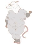 2024 3:4 abstract_background american_opossum anthro areola belly belly_overhang big_breasts big_butt breasts butt fangs_bared female full-length_portrait fupa fur genitals grey_areola grey_body grey_fur hi_res mammal marsupial navel niedopalek overweight overweight_anthro overweight_female paws pink_nose plump_labia portrait pussy simple_background smile solo solo_focus tail thick_thighs tuft whisker_spots white_background wide_hips
