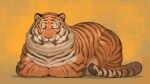  animal_focus chinese_zodiac highres jitome looking_at_viewer nishimawari_kouro no_humans original sitting tiger year_of_the_tiger yellow_background 
