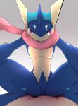 2022 absurd_res ambiguous/ambiguous ambiguous_gender ambiguous_on_bottom amphibian anthro anthro_on_top biped blue_body blue_skin blush digital_media_(artwork) duo eye_contact featureless_crotch first_person_view frog front_view generation_6_pokemon greninja hi_res human human_on_anthro human_on_bottom interspecies long_tongue looking_at_another looking_at_viewer looking_down looking_down_at_viewer loreking mammal multicolored_body multicolored_skin nintendo on_bottom pokemon pokemon_(species) red_eyes red_tongue spread_legs spreading suggestive suggestive_pose tan_body tan_skin tongue tongue_out two_tone_body two_tone_skin