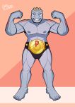 clothing digital_drawing_(artwork) digital_media_(artwork) flexing generation_1_pokemon hi_res humanoid looking_at_viewer machoke male muscular muscular_male nintendo pecs pokemon pokemon_(species) simple_background smile solo speedo swimwear torito_moo