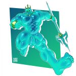 2024 abs balls big_muscles blue_balls blue_body blue_glans blue_penis egg_concept epic_games fortnite front_view genitals glans goo_creature goo_humanoid hi_res huge_muscles humanoid humanoid_genitalia humanoid_penis male melee_weapon muscular muscular_humanoid muscular_male not_furry open_mouth open_smile pecs penis polearm poseidon_(fortnite) rippley_(fortnite) smile solo trident vein veiny_penis weapon