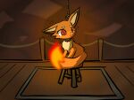 bodily_fluids canid canine chair crying female feral fire fox foxparks furniture gallows hi_res mammal pal_(species) palworld pocketpair shaking shivering snuff solo tears yuumisocute