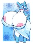 big_breasts big_butt big_nipples blush breasts butt clothing dewbber eeveelution female generation_6_pokemon hi_res huge_breasts hyper hyper_breasts nintendo nipples pokemon pokemon_(species) solo sylveon thick_thighs