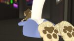 3d_(artwork) anthro big_butt butt clothing digital_media_(artwork) feet fishnet fishnet_legwear floppy_ears foot_focus hi_res legwear male onsie pawpads paws regulus_(species) shark_tail solo solo_focus vrchat