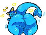 anthro big_butt black_sclera blue_body blue_scales blush blush_stickers butt ear_fins eeveelution eyelashes female fin fish_tail generation_1_pokemon heart_symbol hi_res huge_butt looking_at_viewer looking_back looking_back_at_viewer mr_ctm nintendo nude pokemon pokemon_(species) rear_view scales simple_background solo thick_thighs vaporeon white_background white_eyes wide_hips