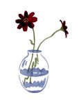  artist_name blending flower glass hirasawa_minami leaf no_humans no_lineart original partially_immersed plant red_flower refraction simple_background still_life transparent vase water white_background 