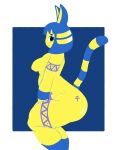 2024 absurd_res animal_crossing ankha_(animal_crossing) anthro big_butt blue_body breasts butt colored domestic_cat egyptian felid feline felis female hi_res kirukato looking_at_viewer mammal multicolored_body nintendo solo twerking yellow_body