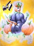 acstlu big_butt butt domestic_cat felid feline felis food fruit glistening glistening_body halloween hi_res holidays male mammal marthan_crowl_(artist) plant pumkat pumpkin slightly_chubby slightly_chubby_male solo vines