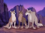 aleu_(balto) balto balto_(series) canid canine canis female fur group hi_res hybrid male mammal namygaga nava_(balto) redesign stylized trio universal_studios wolf wolfdog