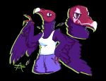 2024 accipitriform anthro appelsaus avian bald bald_female bird black_body black_feathers breasts claws clothing clown_makeup digital_media_(artwork) feathers female juggalo looking_at_viewer model_sheet new_world_vulture non-mammal_breasts red_body red_skin shirt solo tank_top topwear turkey_vulture vulture white_clothing white_shirt white_tank_top white_topwear wing_claws winged_arms wings