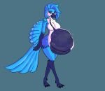  a.u.tumn abdominal_bulge anthro avian beak belly big_belly big_breasts bird blue_body blue_eyes blue_hair breasts bulge digestion feathers female guts hair internal intestines nude organs rumbling_stomach solo tail thick_thighs vore xray_view 