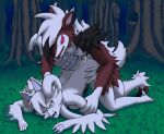 absurd_res ambiguous_penetration anthro arm_grab black_body black_fur blackwing97 blue_eyes claws collar doggystyle duo female fluffy fluffy_tail from_behind_position fur grass hi_res hybrid legendary_pok&eacute;mon looking_pleasured lycanroc male male/male midnight_lycanroc neck_tuft nintendo obstagoon open_mouth penetration plant pok&eacute;mon pok&eacute;mon_(species) rachel_kusumirai red_body red_eyes red_fur reshiram sex tongue tongue_out tree tuft video_games white_body white_fur 