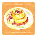  berry food food_focus food_name highres no_humans original pancake pancake_stack plate sumomomo syrup 