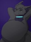  abdominal_bulge after_vore animated anthro belly big_belly blue_collar collar deanwolfwood digital_media_(artwork) dragon ear_piercing eye_markings fur furred_dragon grey_body grey_fur male markings mottled mottled_body mottled_fur piercing purple_body purple_fur simple_background smile solo struggling_prey vial_furglitch vore 