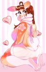  2023 absurd_res anthro biped breasts butt cherry_blossom clothed clothing eyelashes feet female fer_(ferwanwan) ferwanwan heart_symbol heart_tail hi_res lagomorph leporid looking_at_viewer looking_back looking_back_at_viewer mammal markings meme meme_clothing open_back_sweater pawpads paws pink_theme plant rabbit rear_view sitting solo sweater tail topwear virgin_killer_sweater 