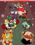  absurd_res anthro anus balls belly bottomless butt canid canine canis christmas christmas_clothing clothed clothing erection five_nights_at_freddy&#039;s five_nights_at_freddy&#039;s:_security_breach genitals glamrock_freddy_(fnaf) group hare hi_res holidays human lagomorph leporid male male/male mammal mario_bros nintendo overweight penis peppy_hare presenting presenting_anus presenting_hindquarters reindeer_costume scottgames star_fox torquewintress video_games wario wolf wolf_o&#039;donnell yajirobe 