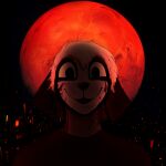  2020 anthro blood blood_splatter bloodmoon bodily_fluids canid canine canis domestic_dog female grin headshot_portrait hi_res hladilnik looking_at_viewer mammal moon portrait samantha_thott smile solo 
