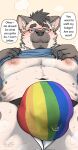 anthro big_bulge bulge clothing eyewear glasses heterochromia hi_res male mammal multicolored_clothing multicolored_underwear rainbow_clothing rainbow_underwear theopieart topwear_lift underwear