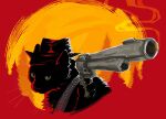  2024 ambiguous_gender black_body black_clothing black_fur black_hat black_headwear cartridge_belt claws clothing domestic_cat felid feline felis feral fur green_eyes gun gun_smoke hat headgear headwear hi_res holding_gun holding_object holding_ranged_weapon holding_weapon ilove_borzois looking_at_viewer mammal ranged_weapon red_background red_dead_(series) rockstar_games simple_background smoke solo weapon 