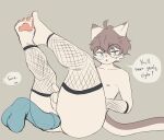 anthro balls blue_eyes disembodied_penis domestic_cat duo eyewear felid feline felis femboy genitals glasses hi_res imminent_anal imminent_sex male male/male mammal penis shinnammon solo_focus thick_thighs white_body 