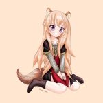  canid canine clothing female mammal purple_eyes raccoon_dog raphtalia simple_background sitting slave solo tanuki the_rising_of_the_shield_hero 