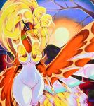  025aki absurd_res anthro avian beak bird breasts feathered_wings feathers female hair hi_res ho-oh legendary_pok&eacute;mon looking_at_viewer mythological_avian mythological_firebird mythology narrowed_eyes nintendo nude pok&eacute;mon pok&eacute;mon_(species) red_eyes smile solo video_games wings 