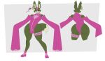  &lt;3 2021 a-side anthro armwear bow_tie bulge butt canid canine clothing ear_piercing elbow_gloves fox front_view gloves handwear hat headgear headwear hi_res high_heels legband majora_(dragon_ball) male mammal piercing pink_clothing rear_view smile solo 