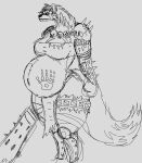  anthro armor bone club_(disambiguation) ear_piercing ear_ring female gnoll hi_res hyaenid mammal pauliusthemad piercing pregnant skull solo vwpologt warpaint warrior 