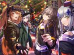  3_small_spiders 4girls absurdres bangs black_gloves black_jacket black_shorts black_skirt blue_hair blush bow box brown_eyes brown_hair candy christmas_ornaments christmas_tree closed_mouth expressionless eyebrows_visible_through_hair fingerless_gloves floor food g11_(girls&#039;_frontline) german_flag gift gift_box girls&#039;_frontline gloves green_eyes green_headwear green_jacket grey_eyes hair_between_eyes hair_bow hair_ornament hair_ribbon hairclip hat headset highres hk416_(girls&#039;_frontline) holding holding_candy holding_food hood hooded_jacket index_finger_raised jacket long_hair looking_at_viewer mechanical_arms mini_hat multiple_girls one_eye_closed open_clothes open_jacket open_mouth ribbon scar scar_across_eye scarf shirt shorts single_mechanical_arm skirt smile tactical_clothes teeth twintails ump45_(girls&#039;_frontline) ump9_(girls&#039;_frontline) upper_body upper_teeth uwu white_shirt 