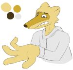 4_fingers anthro big_hands clothed clothing concerned fingers growth hoodie hyper hyper_growth male mammal mar_supeal procyonid protzermotzer raccoon simple_background solo topwear white_background 