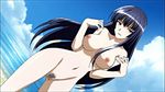 bb breasts kampfer large_breasts long_hair nude ocean pubic_hair pussy sangou_shizuku sea sky smile uncensored 