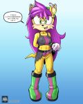  anthro archie_comics bottomless bottomwear clothed clothing clothing_lift dialogue ear_piercing erect_nipples female flashing fours_(artist) fur hair herpestid hi_res mammal mina_mongoose mongoose mostly_clothed nipples piercing purple_hair sega shy skirt skirt_lift solo sonic_the_hedgehog_(archie) sonic_the_hedgehog_(comics) sonic_the_hedgehog_(series) yellow_body yellow_fur 