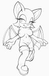  anthro big_ears boots chiropteran clothing female footwear fours_(artist) gloves handwear hi_res looking_at_viewer mammal mostly_nude pubes rouge_the_bat sega solo sonic_the_hedgehog_(series) stylized_pubes wings 
