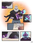  absurd_res anthro bottomwear bridal_carry carrying carrying_partner clothed clothing comic crop_top dialogue duo english_text eyewear footwear fully_clothed glasses hi_res holding_bag jax_(mels_monster) low_key_toxtricity machoke male male/male mels_monster_(artist) nintendo owen_(mels_monster) pants pok&eacute;mon pok&eacute;mon_(species) shirt shoes t-shirt text topwear toxtricity video_games 