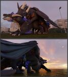  3d_(artwork) alym anal anal_penetration bite bunsen digital_media_(artwork) dominant dragon drake_(disambiguation) duo feral from_behind_position hi_res male male/male membrane_(anatomy) membranous_wings mounting neck_bite penetration racf92 scalie sex sunset western_dragon wings 