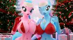  16:9 3d_(artwork) aloe_(mlp) anthro big_breasts breasts clothing digital_media_(artwork) duo female female/female friendship_is_magic hasbro hi_res huge_breasts looking_at_viewer lotus_(mlp) mammal my_little_pony smile symm widescreen 