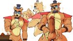  abs animatronic anthro balls biceps bow_tie brown_body clothing ear_piercing erection five_nights_at_freddy&#039;s five_nights_at_freddy&#039;s:_security_breach genitals glamrock_freddy_(fnaf) hat headgear headwear machine male mammal muscular muscular_anthro muscular_male nude otternito pecs penis piercing robot scottgames simple_background solo solo_focus top_hat ursid video_games 