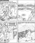  2002 4:5 animal_genitalia anthro biped butt canid canine clothing comic dci dialogue duo english_text fox genitals graphite_(artwork) greyscale hair hiking larger_male macro male male/male mammal monochrome muscular muscular_male nude pencil_(artwork) sheath sitting size_difference size_play smaller_male speech_bubble text traditional_media_(artwork) ursid 