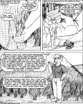  2002 4:5 animal_genitalia anthro backpack balls biped bottomwear canid canine clothed clothing comic dci dialogue duo english_text fox genitals graphite_(artwork) greyscale hair holding_character larger_male macro male male/male mammal micro micro_in_hand monochrome muscular muscular_male nude pencil_(artwork) sheath size_difference size_play smaller_male speech_bubble text topwear traditional_media_(artwork) ursid 