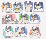 &gt;_&lt; &gt;_o 3boys :3 ajin_(hirainaoto1) animal_ears bara beenic bite_mark black-framed_eyewear blush breath chibi collage commission crying dog_boy dog_ears drooling expressions facepalm feeding fist_in_hand food furry furry_male glasses grey_fur grey_shorts hand_on_own_face holding_another&#039;s_wrist ice_cream male_focus mohawk multiple_boys muscular muscular_male one_eye_closed original own_hands_together palms_together pectorals sexually_suggestive shirt short_hair shorts sideburns sparkling_eyes sweatdrop tears trembling white_shirt 