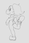  anthro breasts butt clothing female footwear fours_(artist) hand_on_leg hi_res koopa koopie_koo looking_at_viewer mario_bros mostly_nude nintendo reptile scalie shoes side_boob solo stretching turtle video_games 