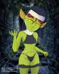  absurd_res clothed clothing female ferocaniz garter_belt garter_straps goblin green_body green_skin hair hi_res humanoid legwear not_furry nun partially_clothed red_hair solo stockings underwear 